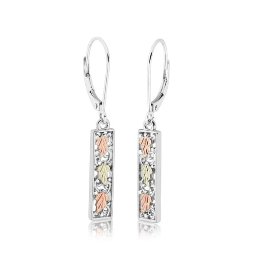 Black Hills Gold Cut-Out Bar Dangle Earrings in Sterling Silver