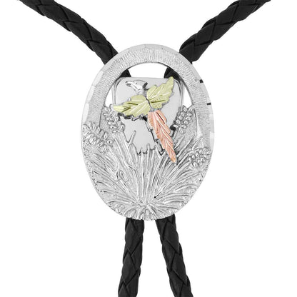 Black Hills Gold Pheasant Bolo Tie in Sterling Silver front view