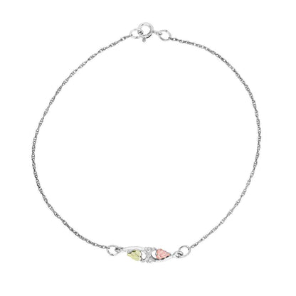 Black Hills Gold 9-inch Diamond Cut Leaf Ankle Bracelet in Sterling Silver