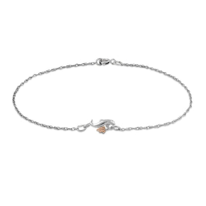 Black Hills Gold 9-inch Dolphin Ankle Bracelet in Sterling Silver