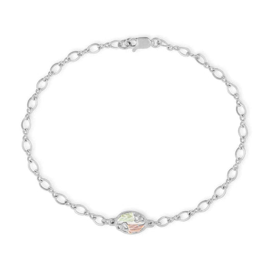 Black Hills Gold Pink & Green Leaf Bracelet in Sterling Silver