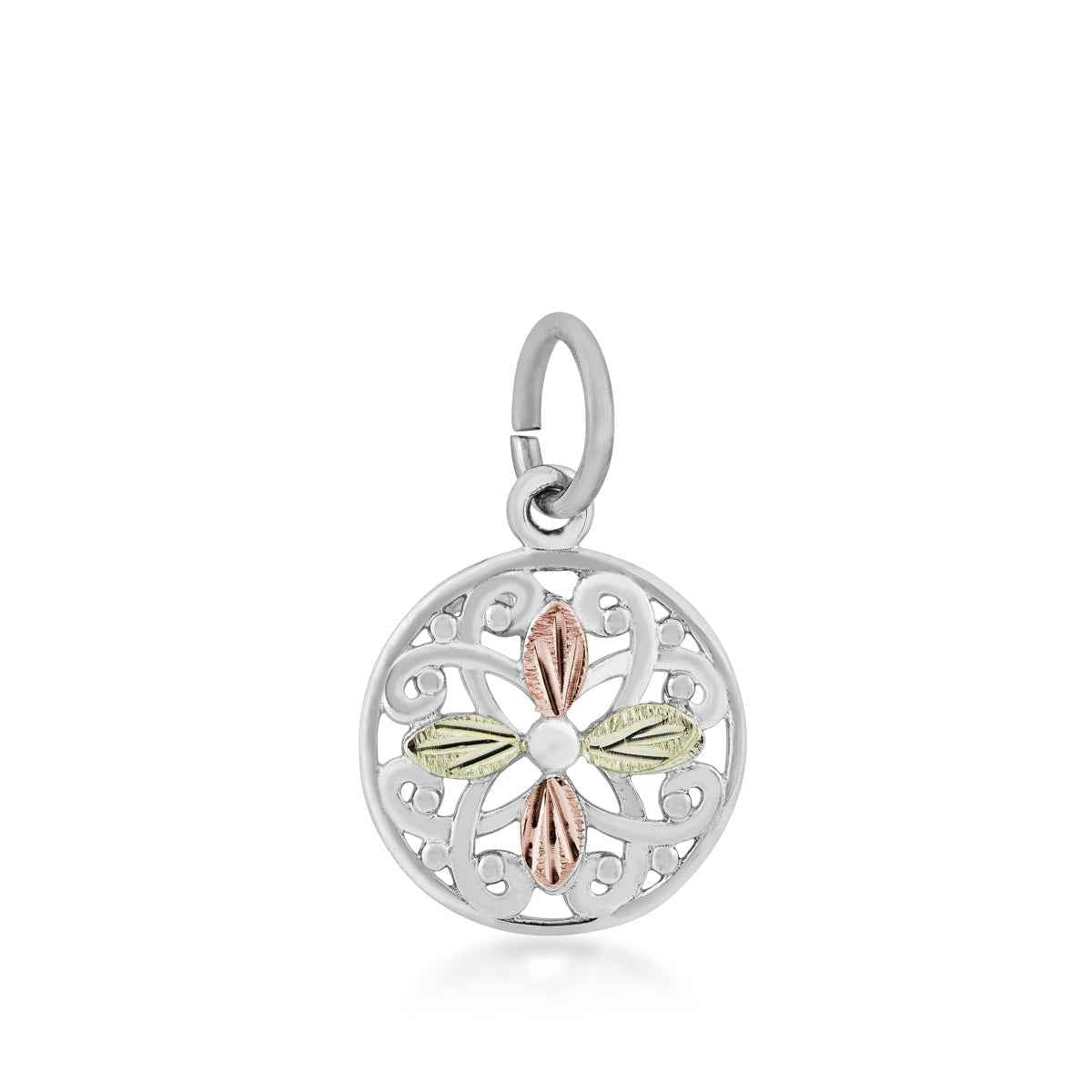 Black Hills Gold Four Leaf Charm in Sterling Silver
