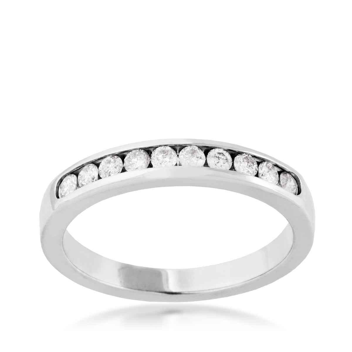 1/4 ct. tw. Round Brilliant Closed Channel Set Diamond Anniversary Band in 14K White Gold - MRA-0892-A66 14W
