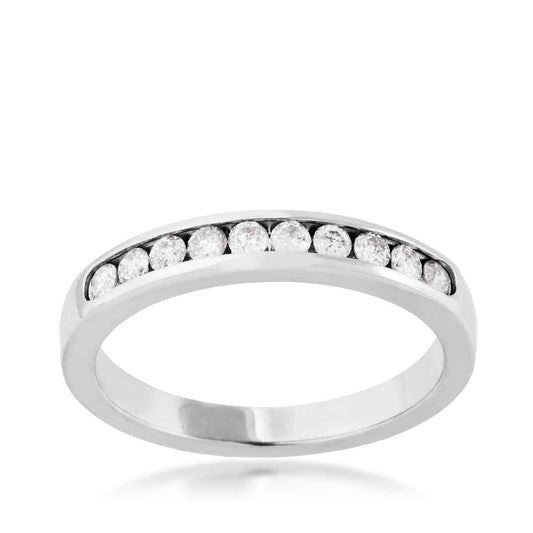 1/4 ct. tw. Round Brilliant Closed Channel Set Diamond Anniversary Band in 14K White Gold - MRA-0892-A66 14W