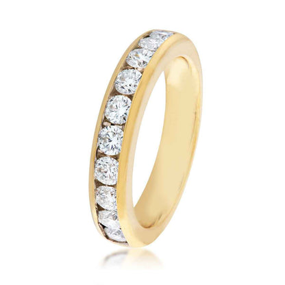1 ct. tw. 10-Stone Diamond Channel Set Anniversary Ring in 14K Yellow Gold front view