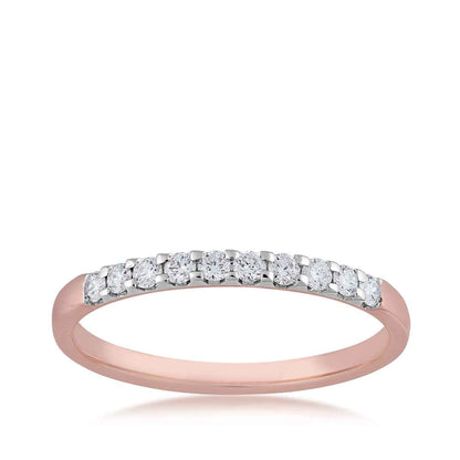 1/5 ct. tw. Classic Round Brilliant Diamond Anniversary Band with Prong Setting in 14K Pink Gold