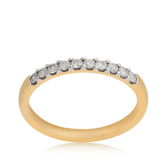 1/4 ct. tw. Classic Round Diamond Wedding Band with Prong Setting in 14K Yellow Gold