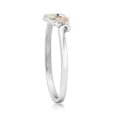 Black Hills Gold Open Heart & Leaf Ring in Sterling Silver front view
