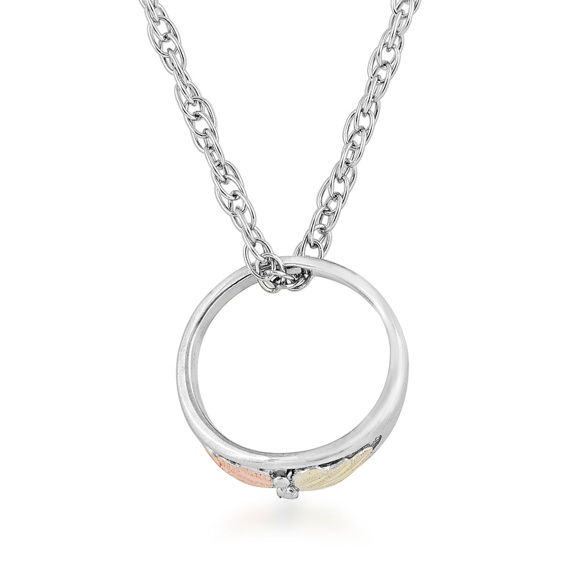 Black Hills Gold Children's Double Leaf Baby Ring Pendant in Sterling Silver