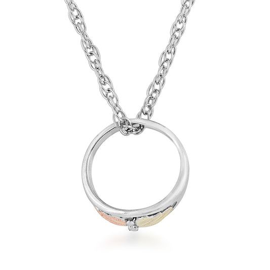 Black Hills Gold Children's Double Leaf Baby Ring Pendant in Sterling Silver