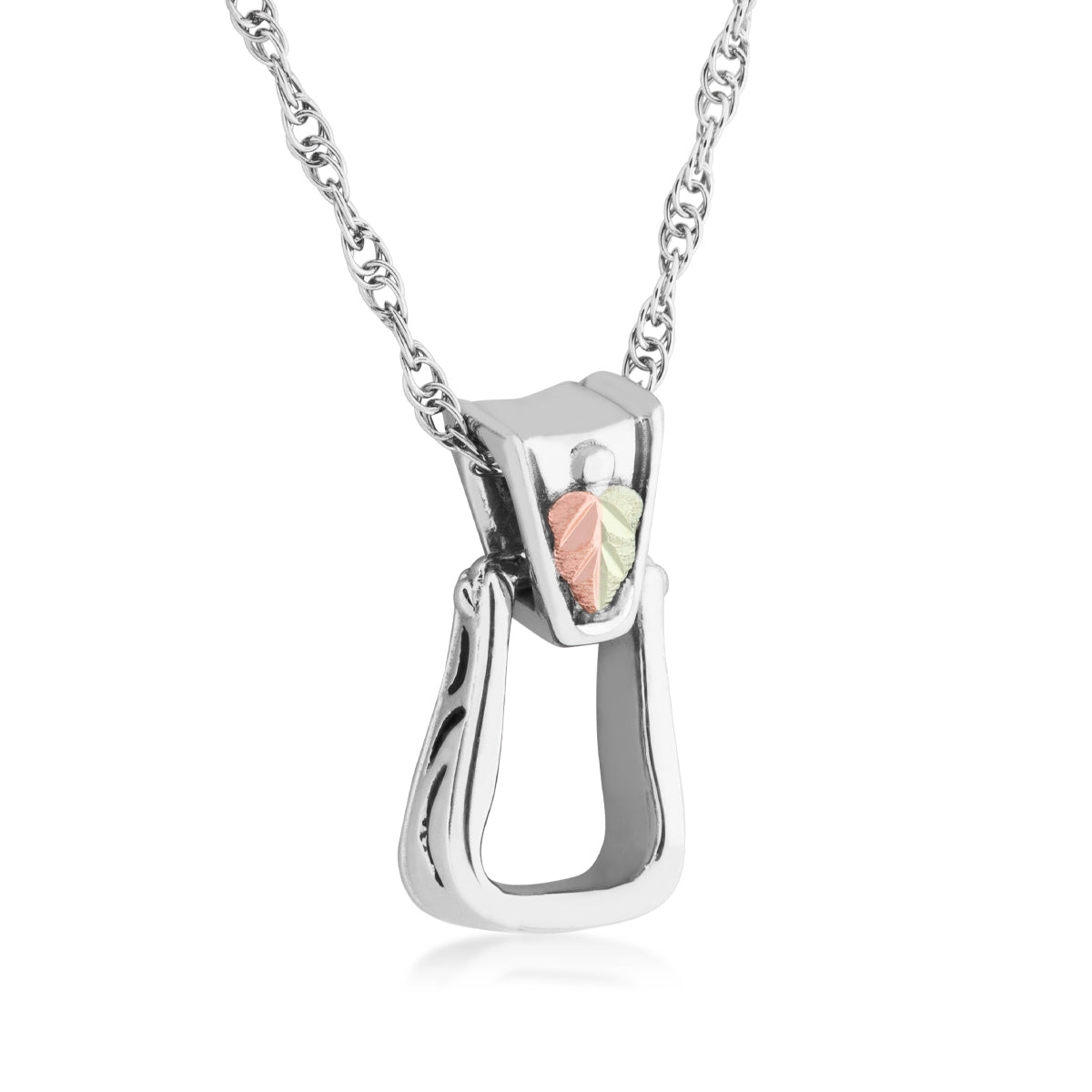 Black Hills Gold Saddle Stirrup Pendant in Sterling Silver