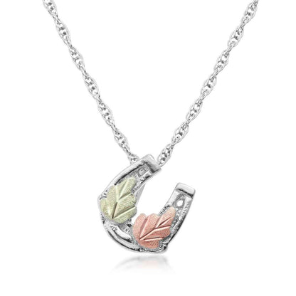 Black Hills Gold Small Hanging Horseshoe Pendant in Sterling Silver