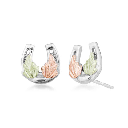 Black Hills Gold Horseshoe Earrings in Sterling Silver