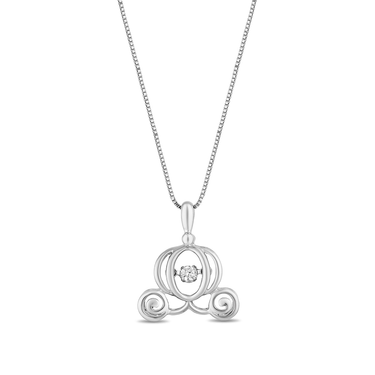 Enchanted Disney Cinderella 1/20 ct. tw. Diamond Carriage Pendant in Sterling Silver