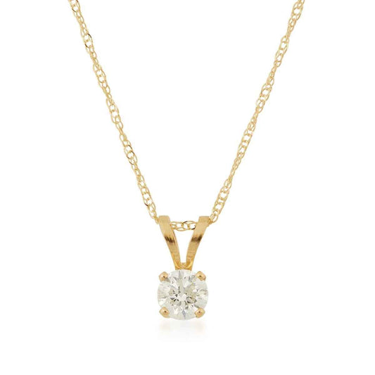1/5 ct. tw. Round Diamond Solitaire Pendant in 14K Yellow Gold