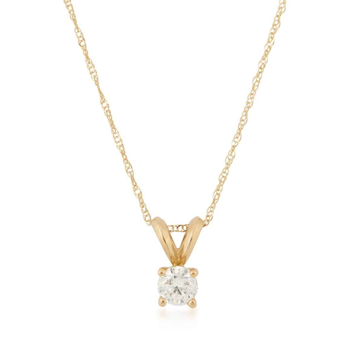 1/4 ct. tw. Round Diamond Solitaire Pendant in 14K Yellow Gold