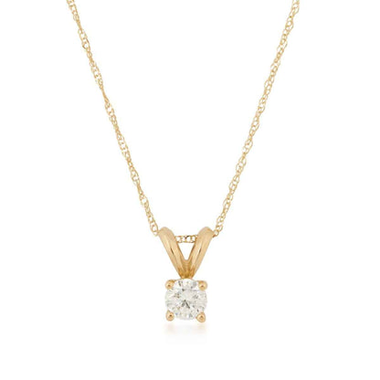 1/4 ct. tw. Round Diamond Solitaire Pendant in 14K Yellow Gold