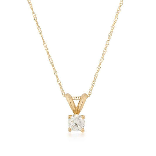 1/4 ct. tw. Round Diamond Solitaire Pendant in 14K Yellow Gold