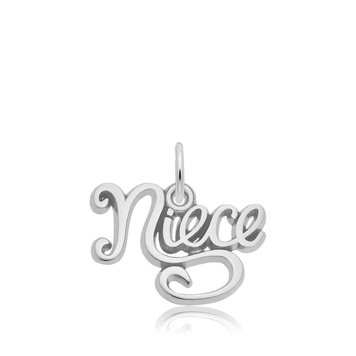 Niece Script Charm in Sterling Silver