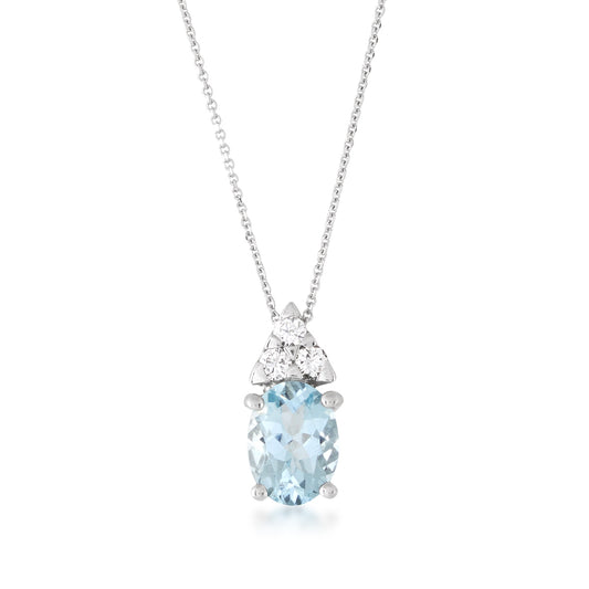 Oval Aquamarine & 1/10 ct. tw. Diamond Pendant in 14K White Gold