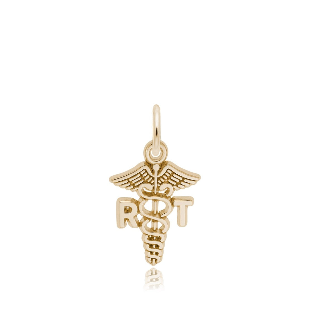 RT Caduceus Charm in 14K Yellow Gold