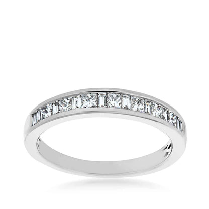 1/2 ct. tw. Princess Cut & Tapered Baguette Diamond Anniversary Band in 14K White Gold