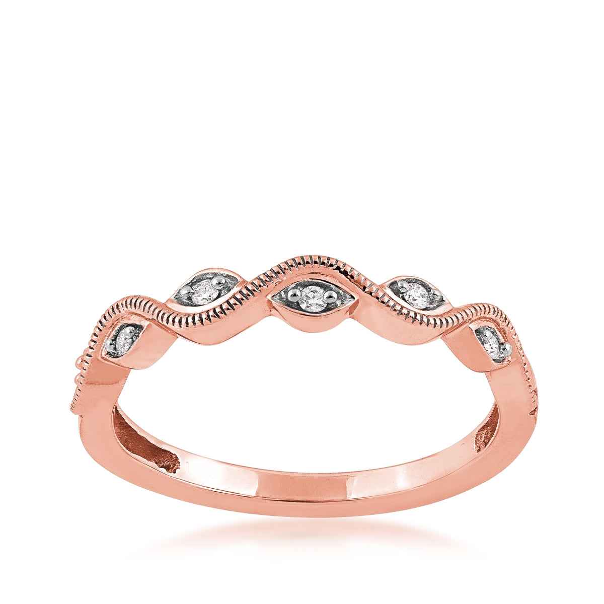 Perfect Match .05 ct. tw. Diamond Stackable Anniversary Ring with Filigree Detailing in 10K Pink Gold