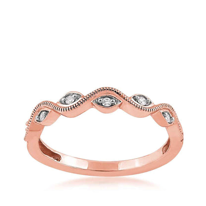 Perfect Match .05 ct. tw. Diamond Stackable Anniversary Ring with Filigree Detailing in 10K Pink Gold