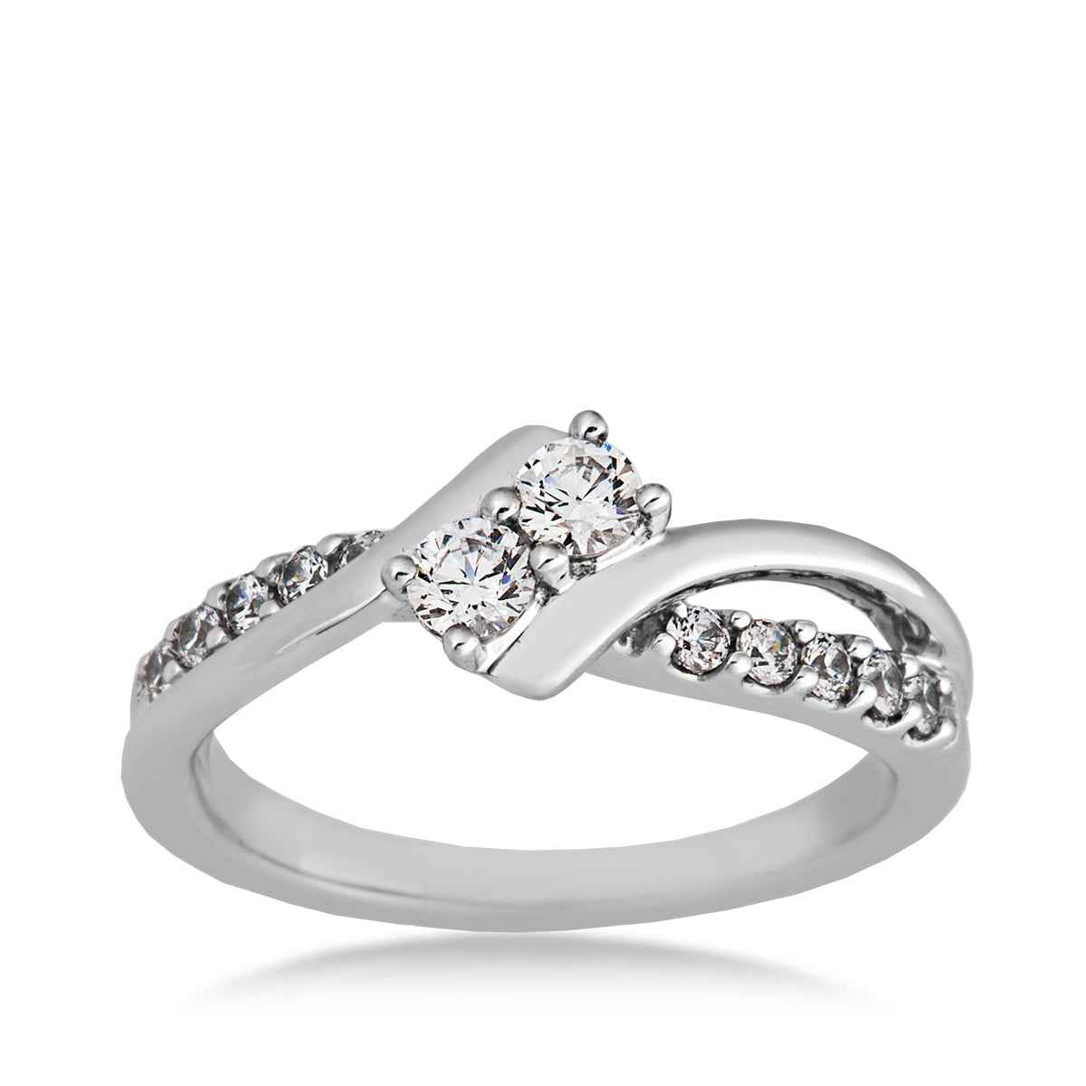 2BeLoved 1/2 ct .tw. Classic 2-Stone Diamond Anniversary Ring in 10K White Gold