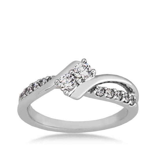 2BeLoved 1/2 ct .tw. Classic 2-Stone Diamond Anniversary Ring in 10K White Gold