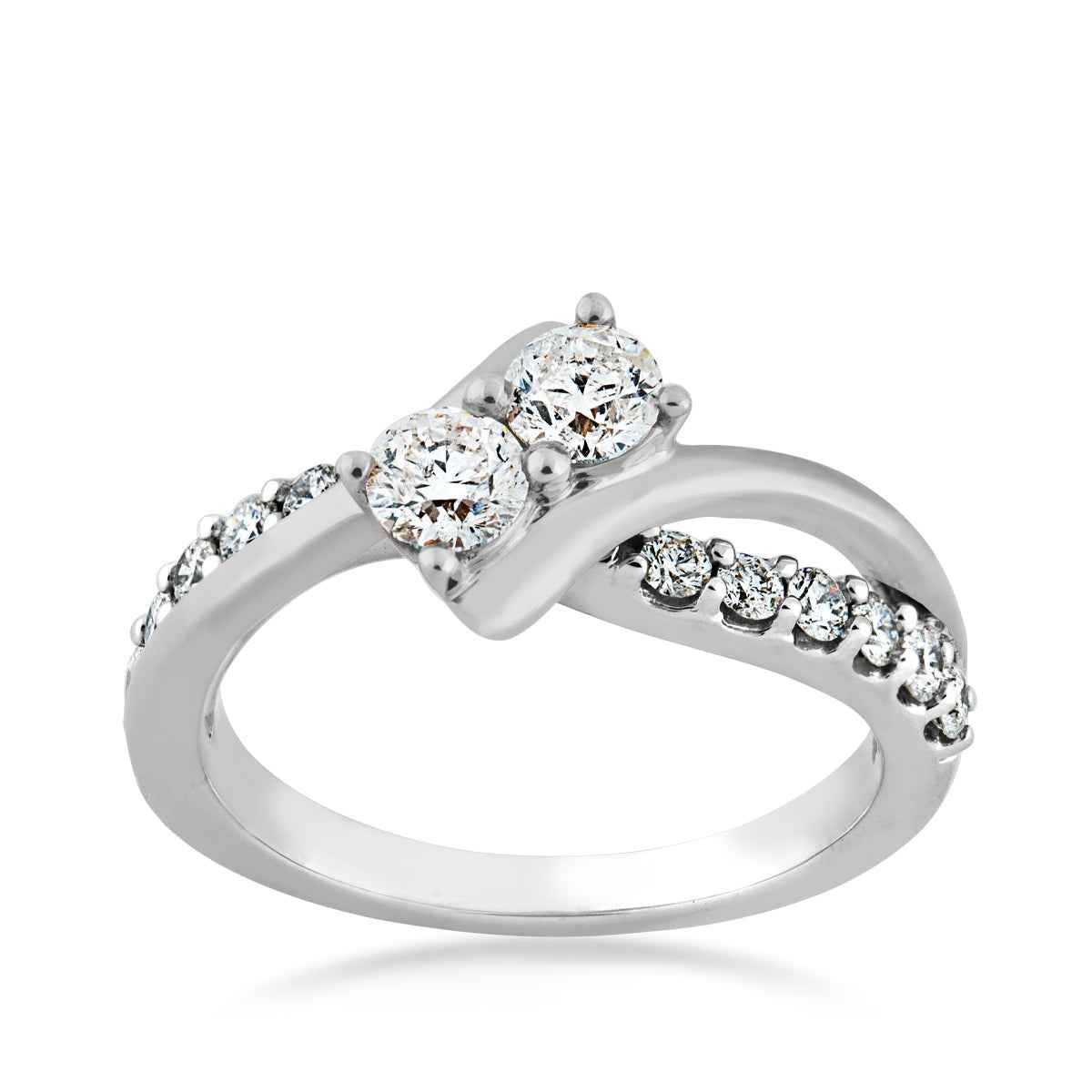 2BeLoved 1 ct. tw. Classic 2-Stone Diamond Anniversary Ring in 10K White Gold