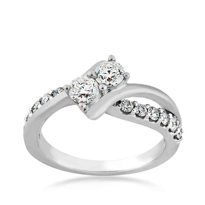 2BeLoved 1 ct. tw. Classic 2-Stone Diamond Anniversary Ring in 10K White Gold