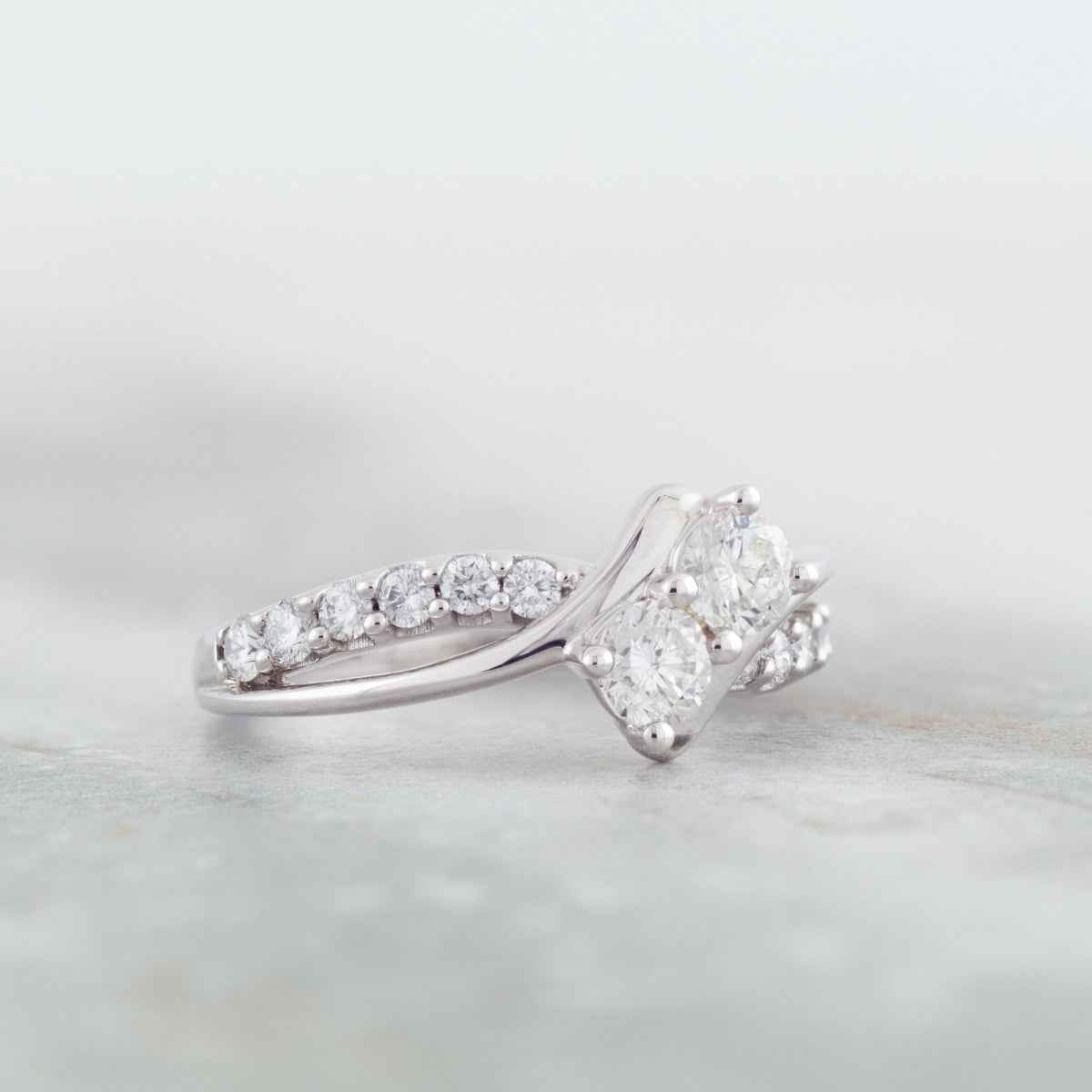 2BeLoved 1 ct. tw. Classic 2-Stone Diamond Anniversary Ring in 10K White Gold side profile
