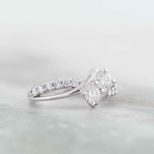 2BeLoved 1 ct. tw. Classic 2-Stone Diamond Anniversary Ring in 10K White Gold side profile