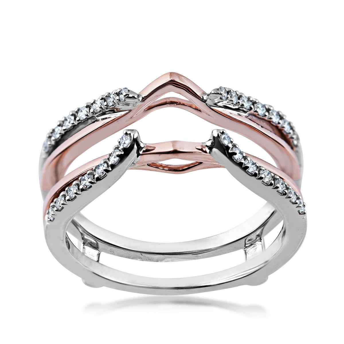 1/4 ct. tw. Diamond Ring Enhancer in 14K Two-Tone White and Pink Gold