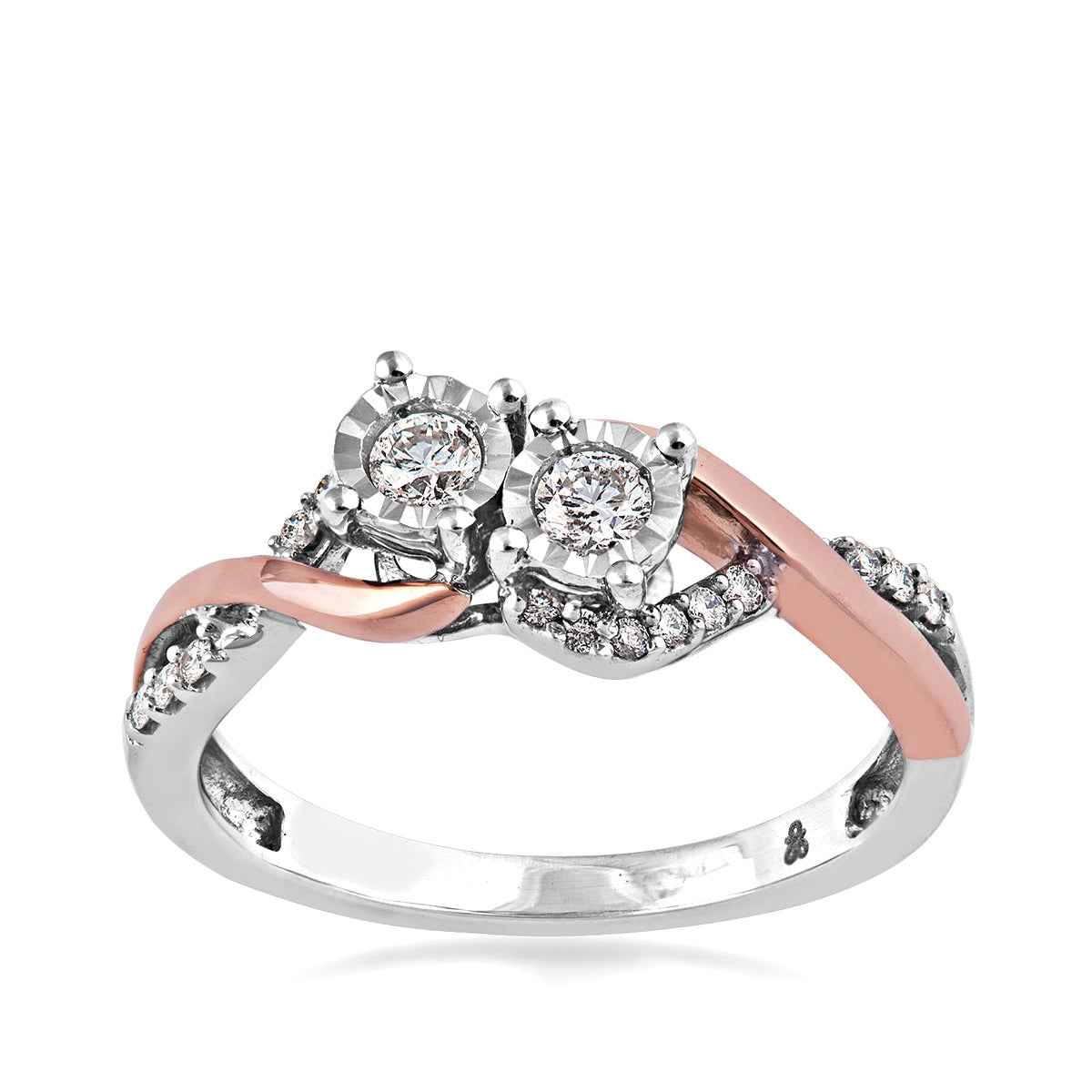 2BeLoved 1/4 ct. tw. 2-Stone Diamond Anniversary Ring in 10K Two-Tone Gold - RP-1273-A66 10T