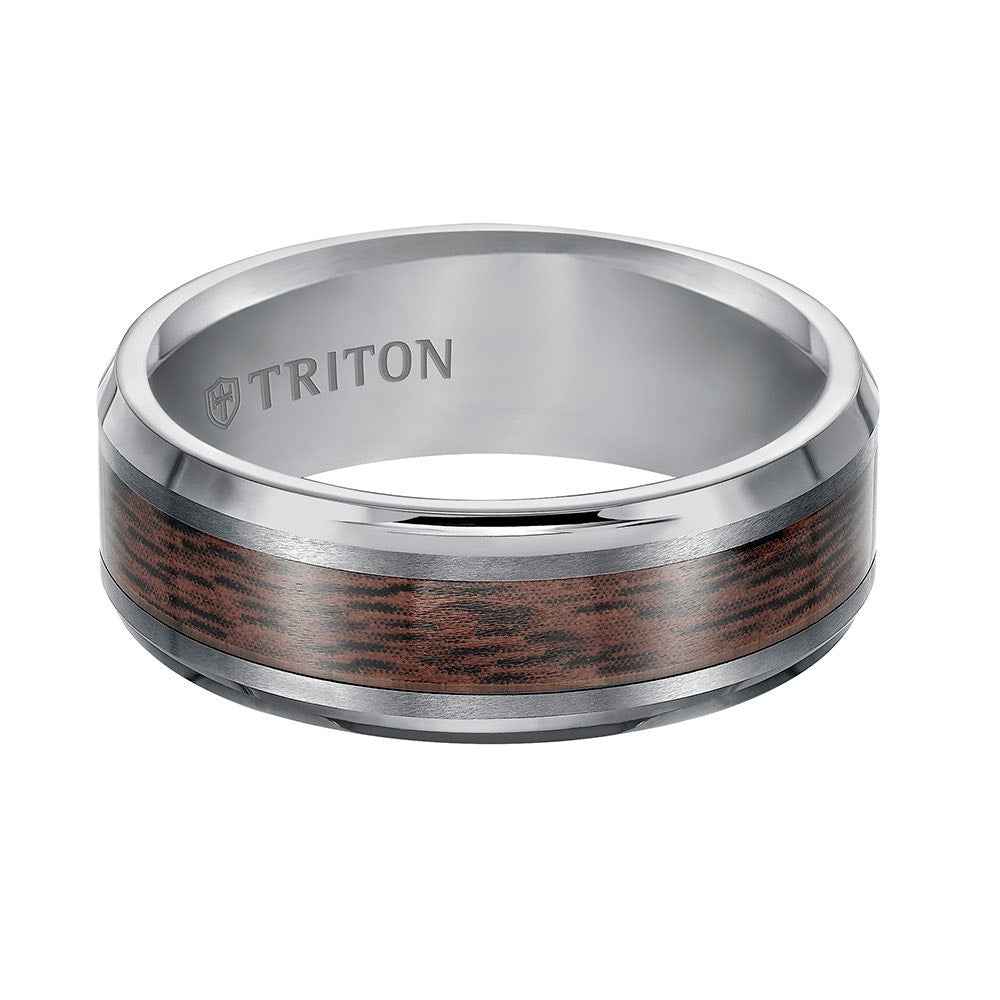 Triton Men's 8mm Tungsten Carbide Wedding Band close-up detail