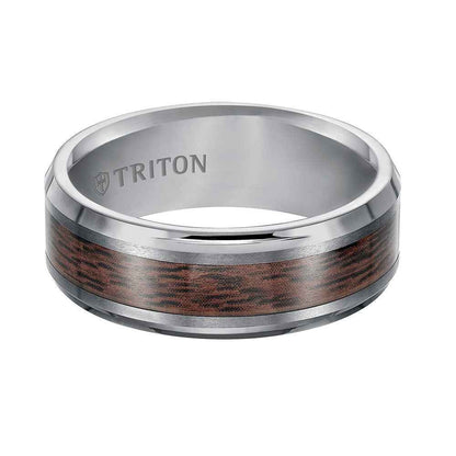 Triton Men's 8mm Tungsten Carbide Wedding Band close-up detail