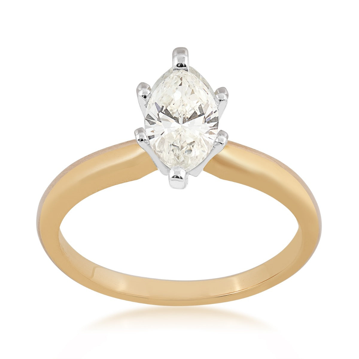 1 ct. tw. AAA Quality Marquise Diamond Solitaire Engagement Ring in 14K Yellow Gold
