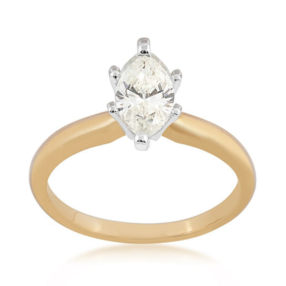 1 ct. tw. AAA Quality Marquise Diamond Solitaire Engagement Ring in 14K Yellow Gold