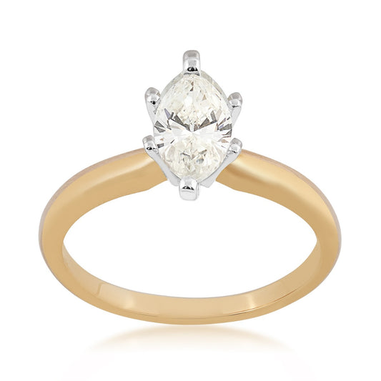 1 ct. tw. AAA Quality Marquise Diamond Solitaire Engagement Ring in 14K Yellow Gold