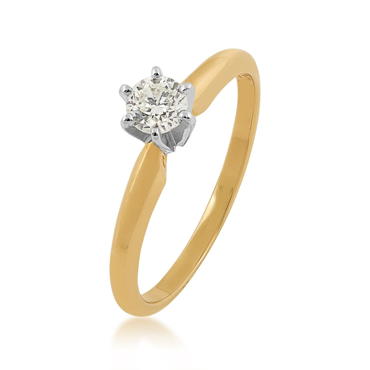 Natural 1/3 ct. tw. Round Brilliant Diamond Solitaire Engagement Ring in 14K Yellow Gold front view