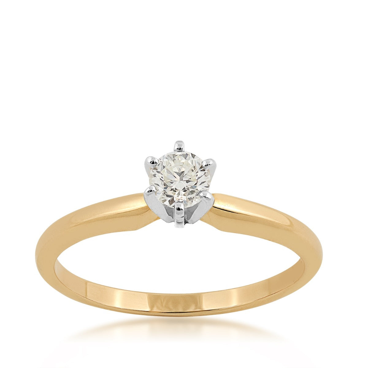 Natural 1/3 ct. tw. Round Brilliant Diamond Solitaire Engagement Ring in 14K Yellow Gold