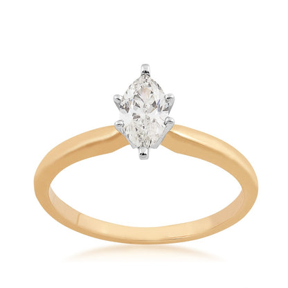 Natural 1/2 ct. tw. Marquise Diamond Solitaire Engagement Ring in 14K Yellow Gold (2)