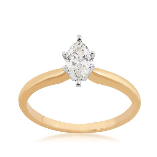Natural 1/2 ct. tw. Marquise Diamond Solitaire Engagement Ring in 14K Yellow Gold (2)