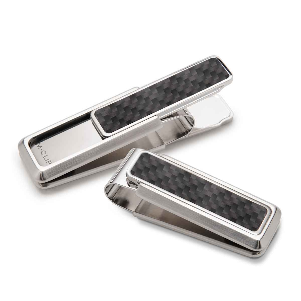 M-Clip Brushed Finish with Black Carbon Fiber Money Clip