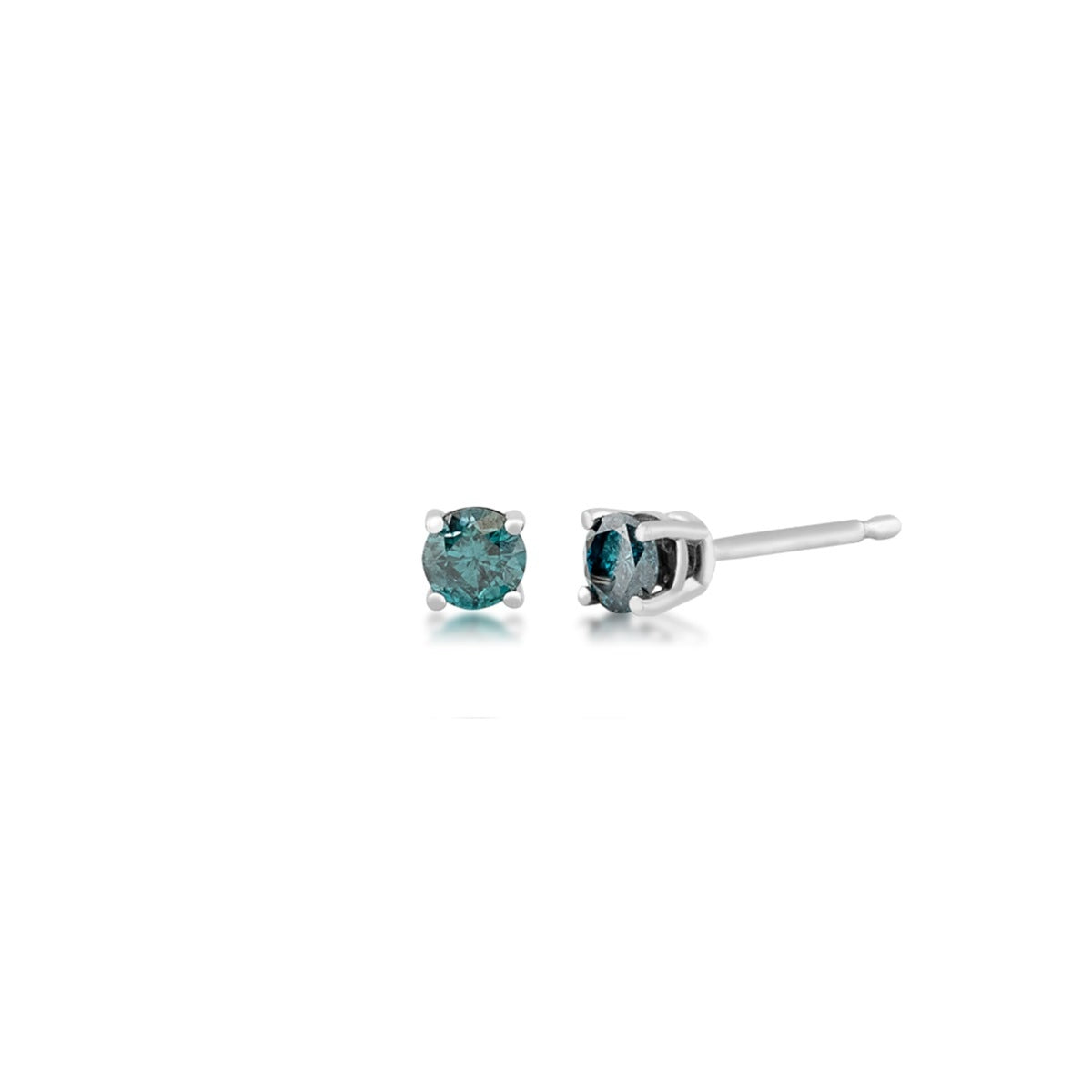 1/4 ct. tw. Round Treated Blue Diamond Solitaire Earrings in 14K White Gold
