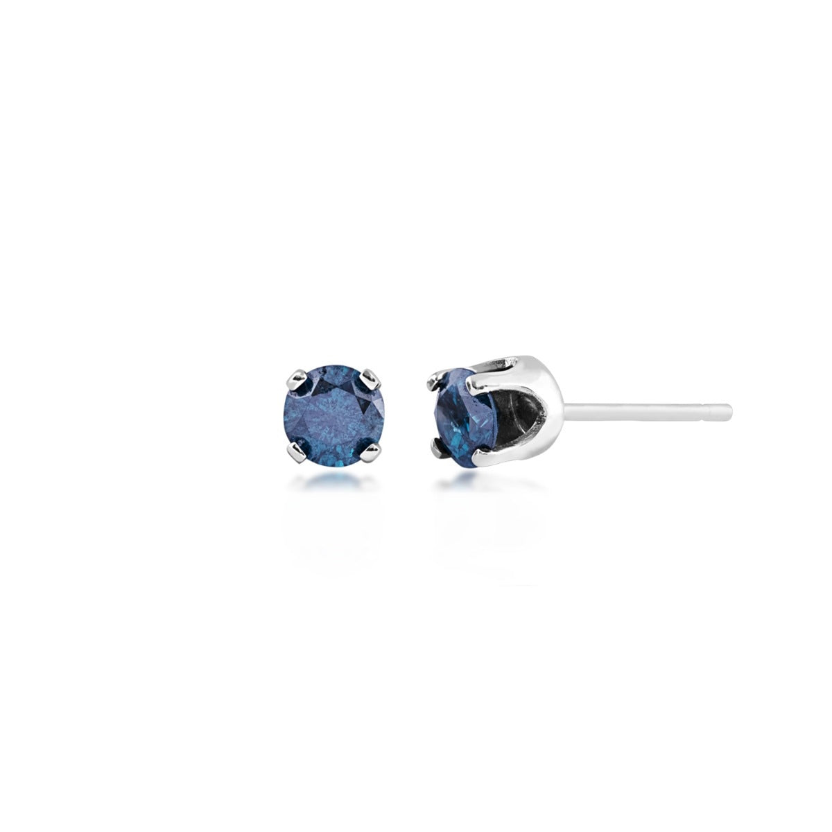 1/2 ct. tw. Round Treated Blue Diamond Solitaire Earrings in 14K White Gold