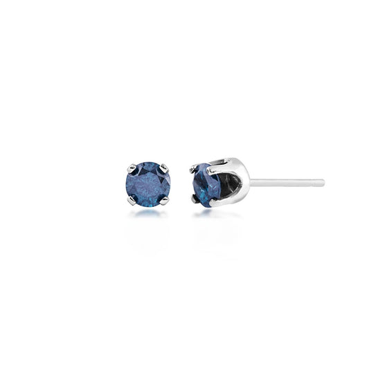1/2 ct. tw. Round Treated Blue Diamond Solitaire Earrings in 14K White Gold