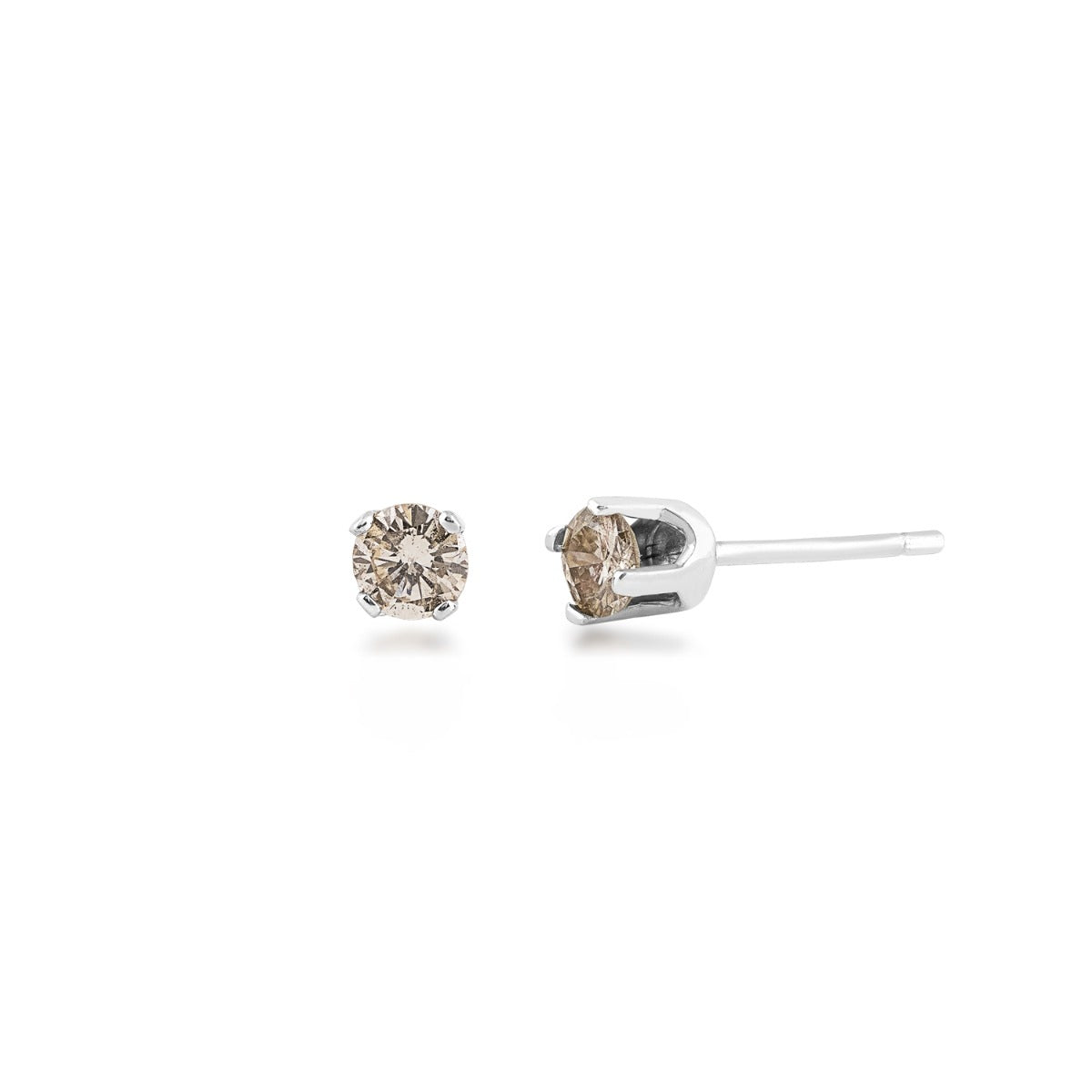 1/4 ct. tw. Round Mocha Diamond Stud Earrings in 14K White Gold